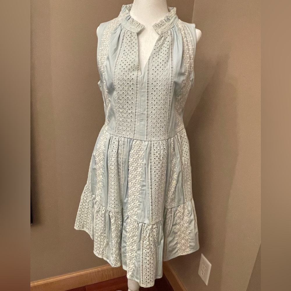 Avara Light Blue Eyelet Mini Dress